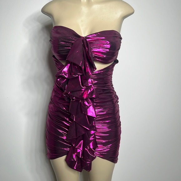 House of CB Dresses House Of Cb Purple Pink Metallic Rutched Bodycon Size Small Poshmark